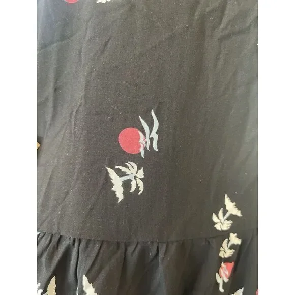 Levi's Summer Womens M Black Palm Tree Island Sun Gulls Baby Doll Strap‎ Dress - Picture 6 of 8
